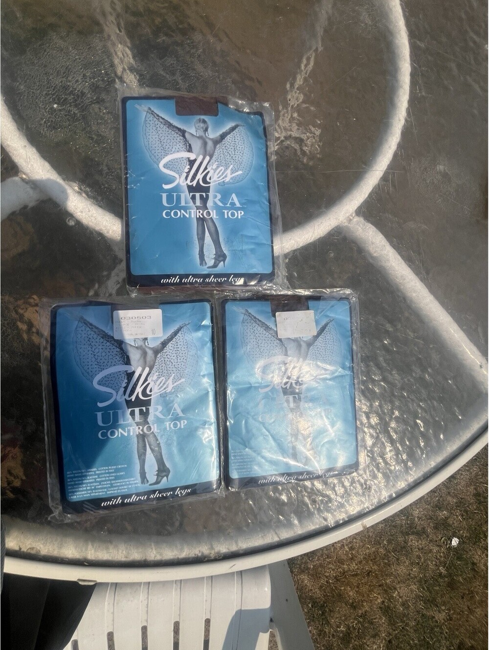 Vtg NOS Silkies Ultra Control Top Pantyhose Ultra Sheer Legs Mocha 3 Pairs LG